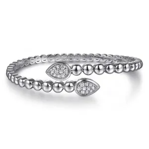 SS White Sapphire Bypass Bangle Bracelet