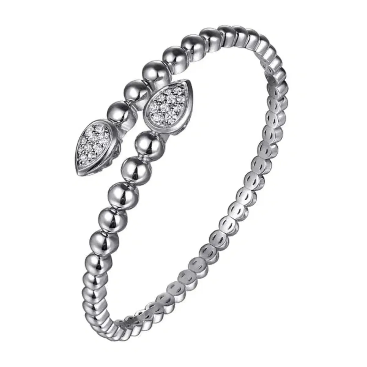 SS White Sapphire Bypass Bangle Bracelet