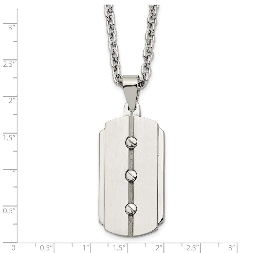 Stainless Steel Brushed and Polished Dog Tag Necklace