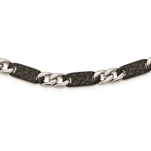 Stainless Steel Polished Black IP-plated Link Necklace