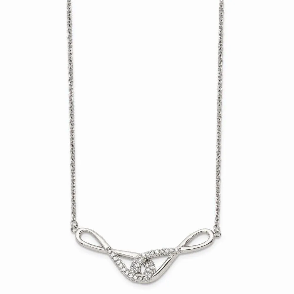 Stainless Steel Polished Infinity Symbols with CZs Necklace