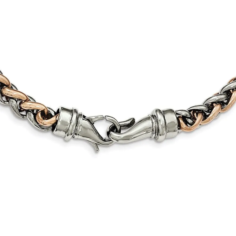 Stainless Steel Polished Rose IP-plated 24in Necklace