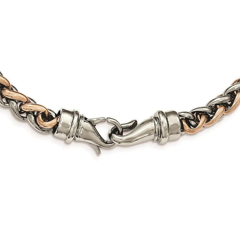 Stainless Steel Polished Rose IP-plated 24in Necklace