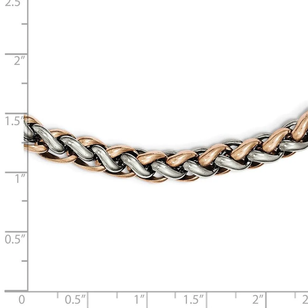 Stainless Steel Polished Rose IP-plated 24in Necklace