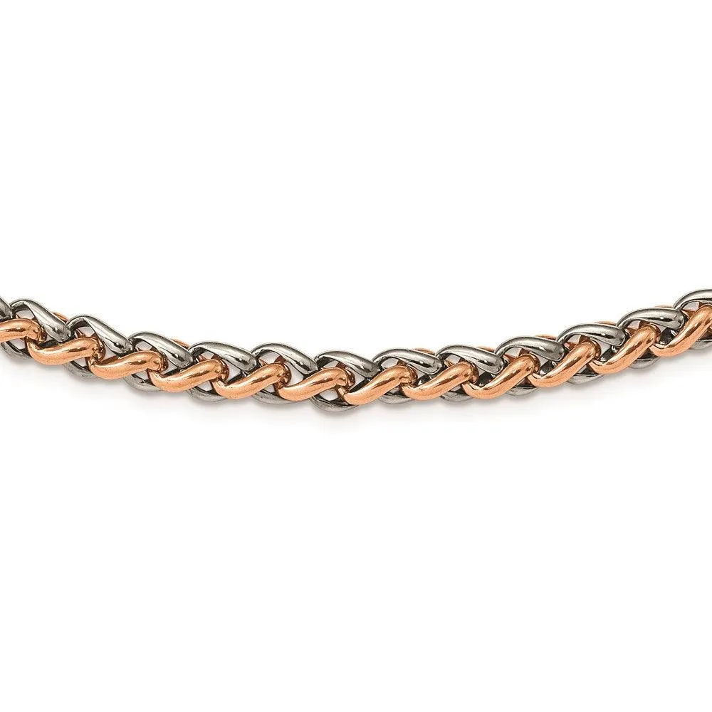 Stainless Steel Polished Rose IP-plated 24in Necklace