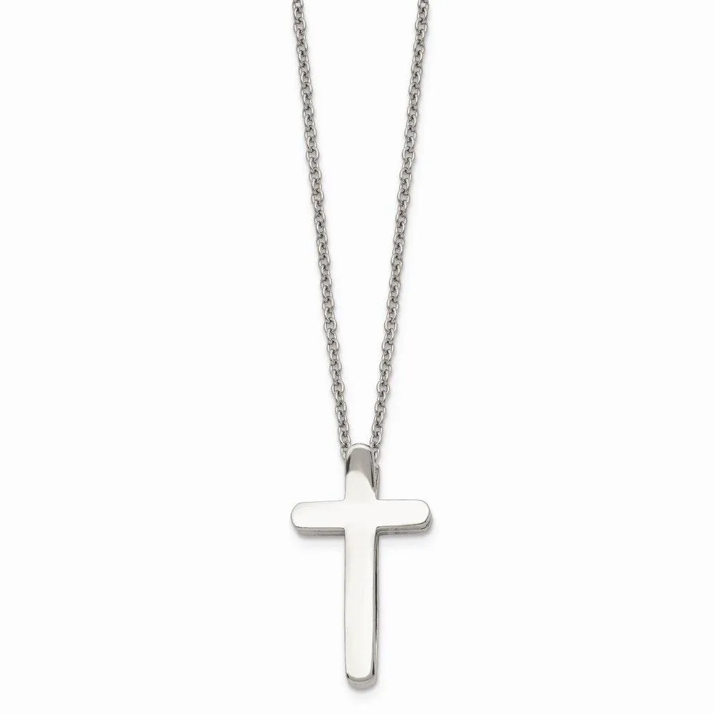 Stainless Steel Religious Fish & Cross Necklace