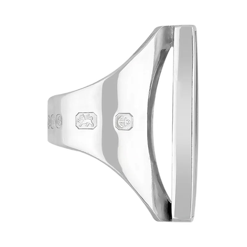 Sterling Silver Blue John Hallmark Large Oblong Ring