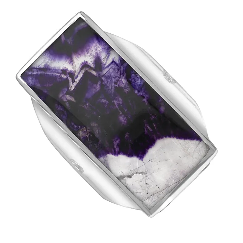 Sterling Silver Blue John Hallmark Large Oblong Ring