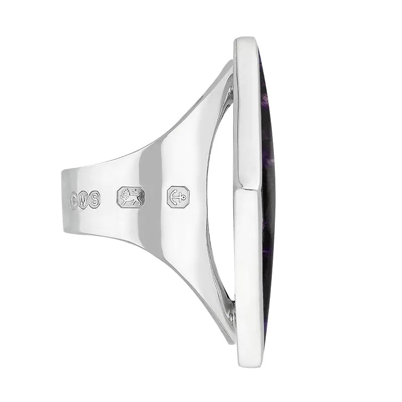 Sterling Silver Blue John Hallmark Large Rhombus Ring