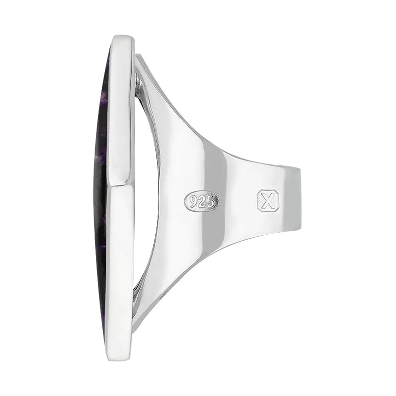 Sterling Silver Blue John Hallmark Large Rhombus Ring
