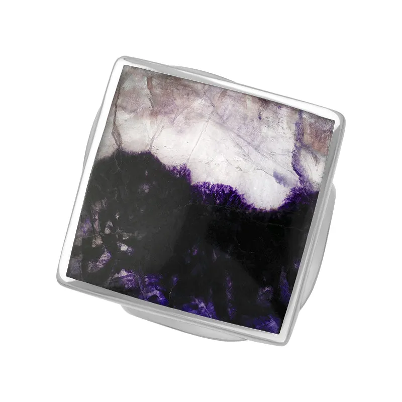 Sterling Silver Blue John Hallmark Medium Rhombus Ring