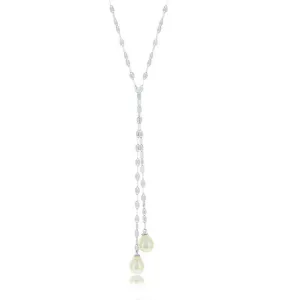 Sterling Silver Flat Mirror Chain with FWP Lariat Necklace