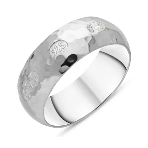 Sterling Silver Hallmark 8mm Hammered Ring
