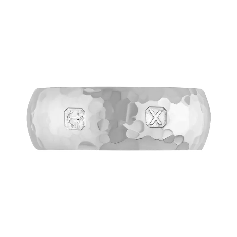 Sterling Silver Hallmark 8mm Hammered Ring