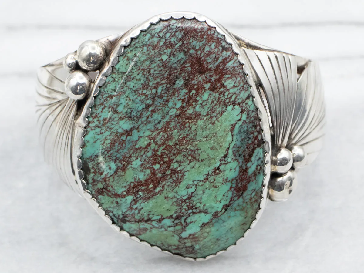Sterling Silver Native American Green Turquoise Cuff Bracelet