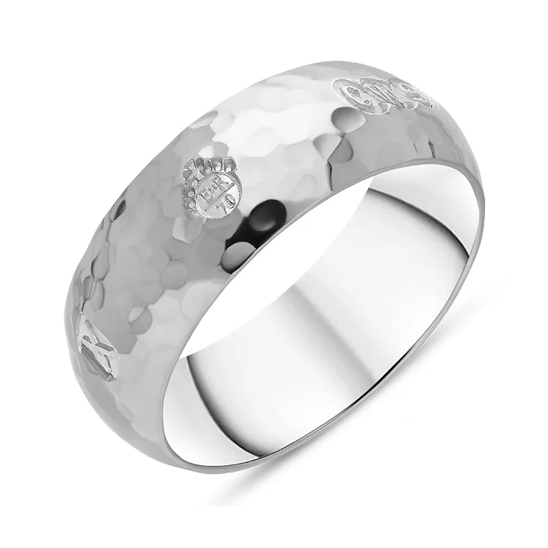 Sterling Silver Queen's Jubilee Hallmark 8mm Hammered Ring D