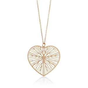 Sterling Silver Rose Gold Large Open Heart Necklace