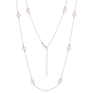 Sterling Silver Rose Gold Plated CZ By The Yard Necklace