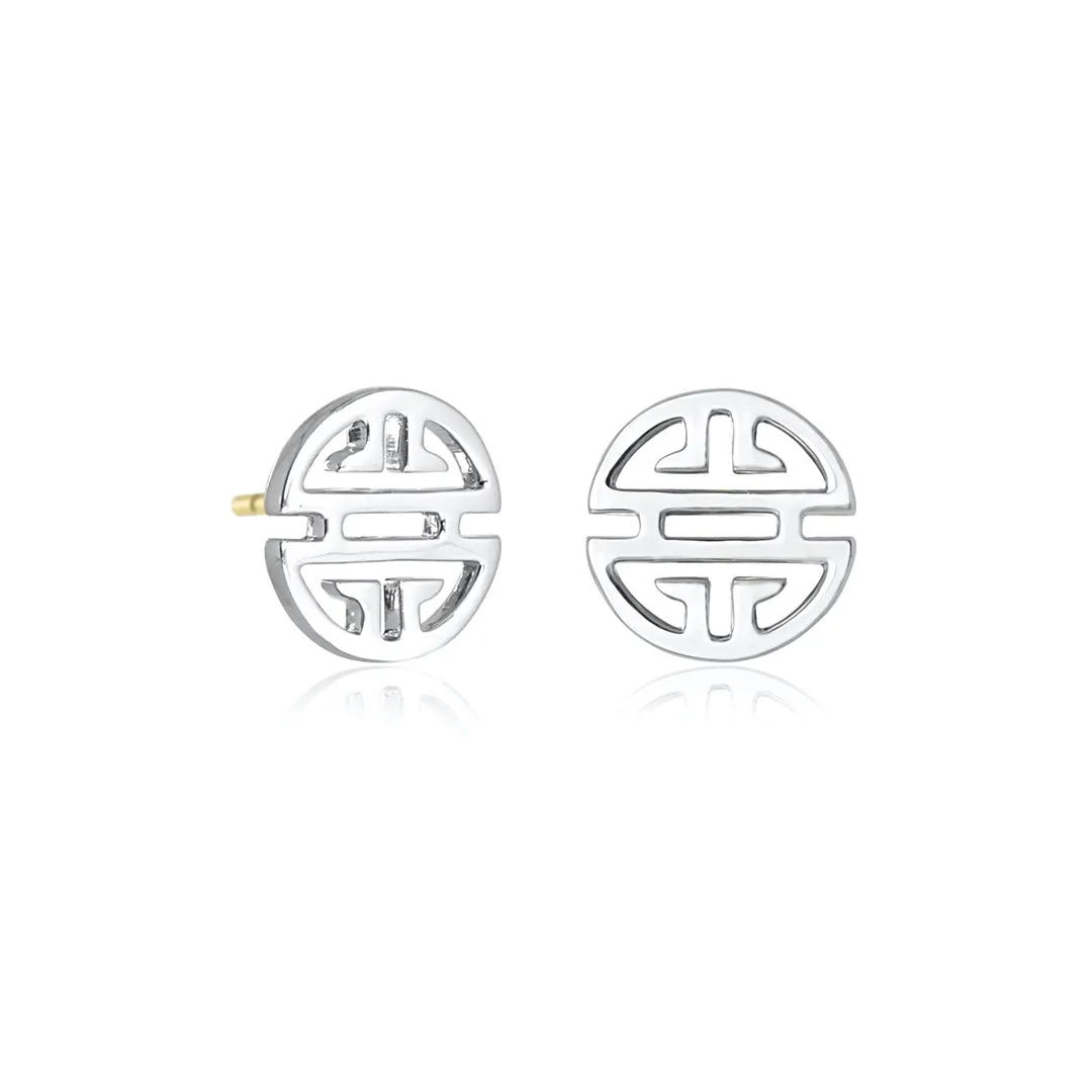 Sterling Silver Shou Stud Earrings