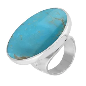 Sterling Silver Turquoise Hallmark Large Round Ring