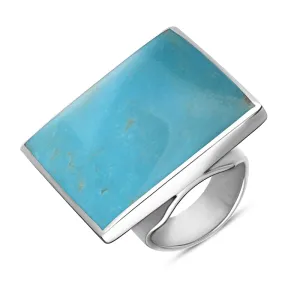 Sterling Silver Turquoise Hallmark Large Square Ring