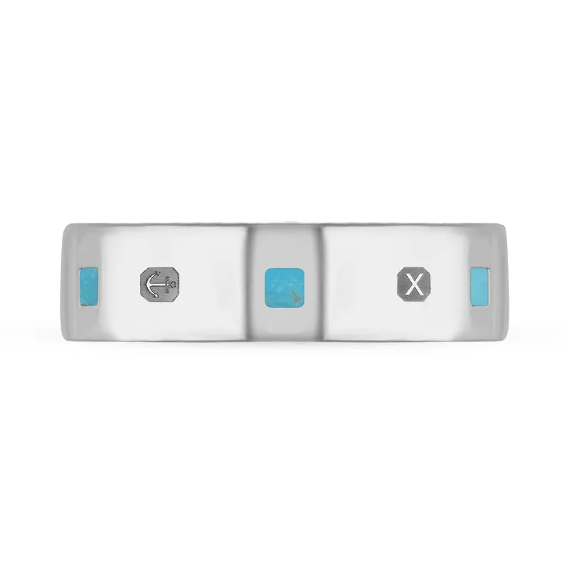 Sterling Silver Turquoise Queen's Jubilee Hallmark Princess Cut 6mm Ring D