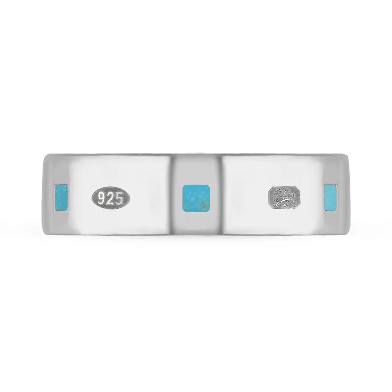 Sterling Silver Turquoise Queen's Jubilee Hallmark Princess Cut 6mm Ring D