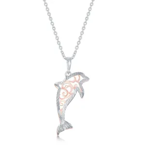 Sterling Silver Two Tone Dolphin Necklace