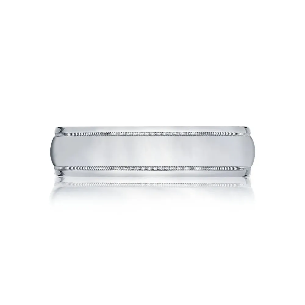 Tacori Classic Gents 18k White Gold Milgrain High Polish 5mm Wedding Band