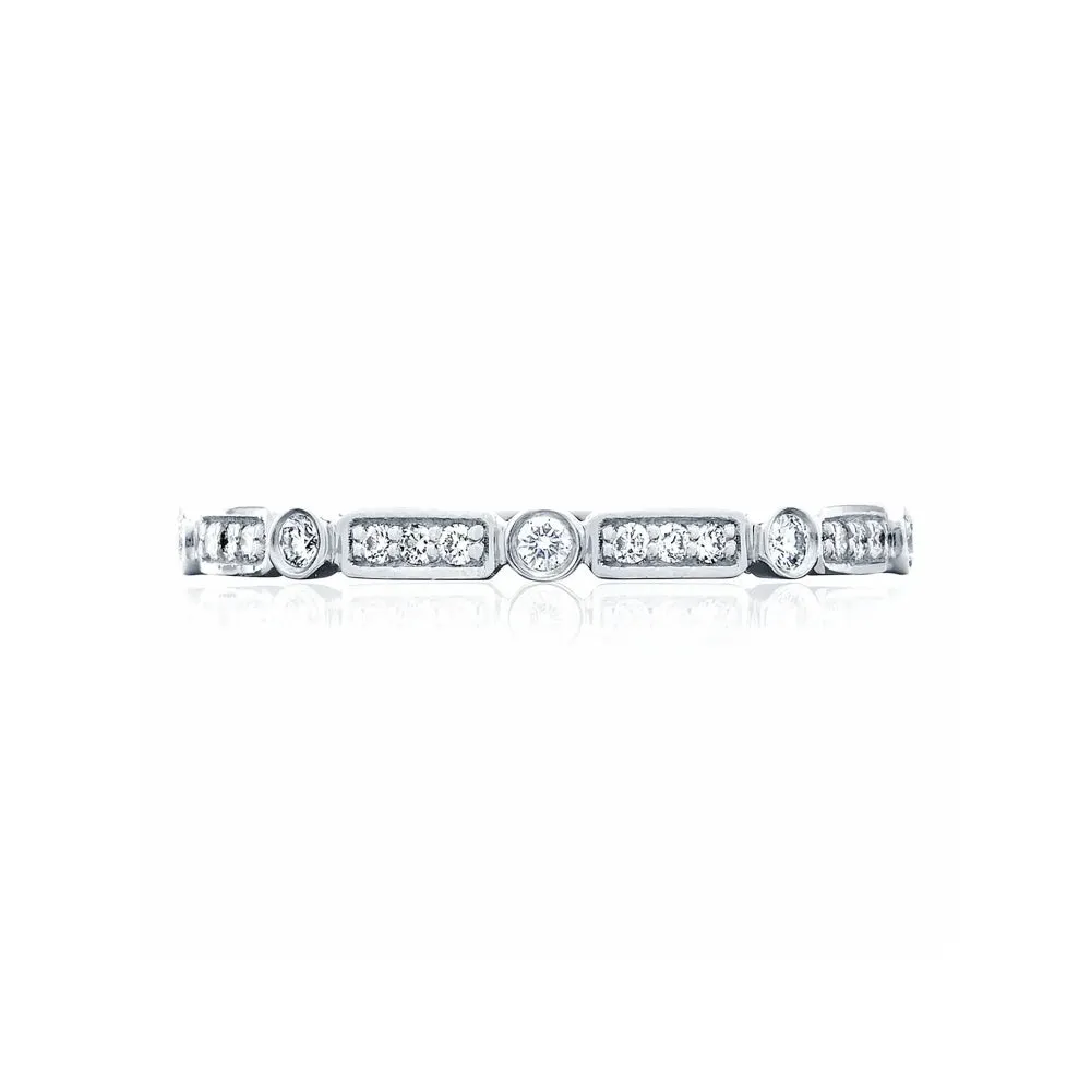 Tacori Sculpted Crescent 18k Bezel Droplet and Basket Alternating Wedding Band