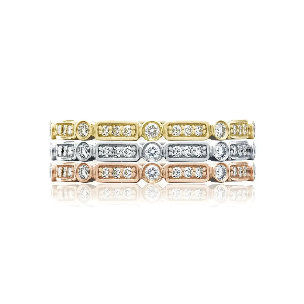 Tacori Sculpted Crescent 18k Bezel Droplet and Basket Alternating Wedding Band