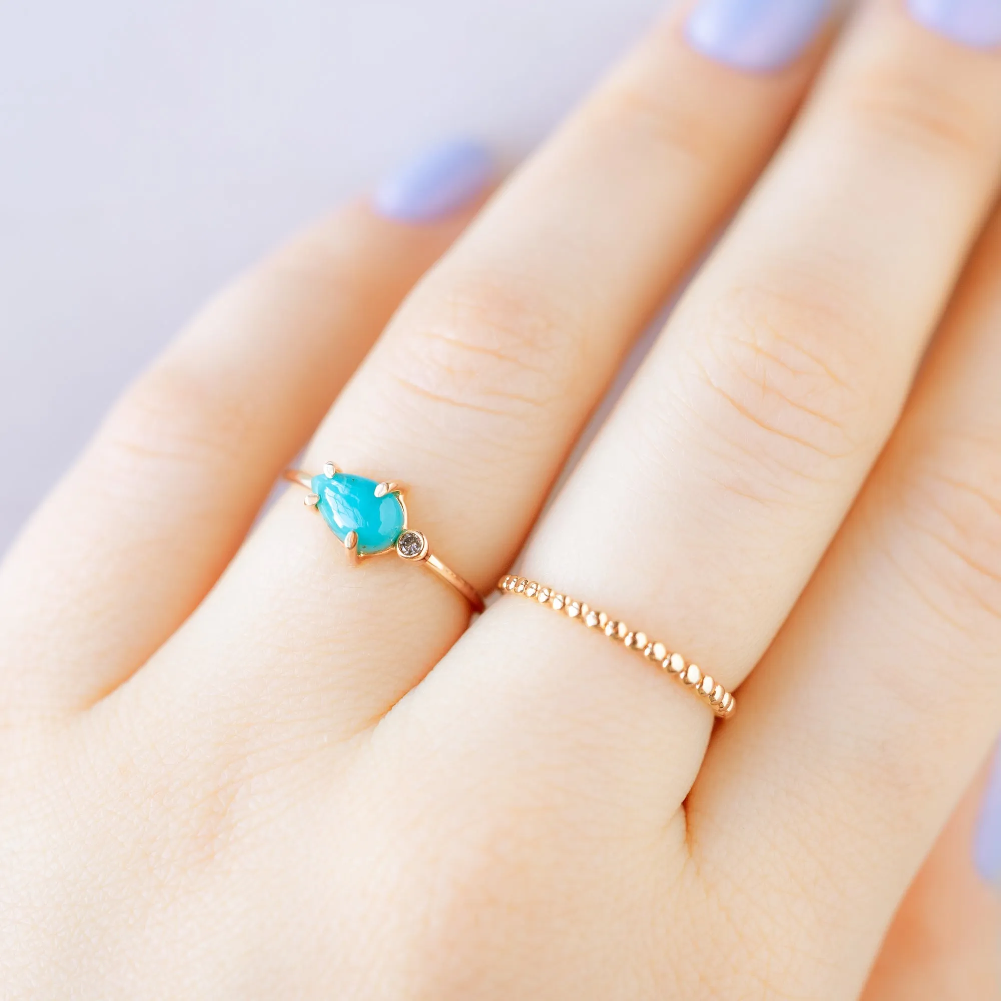 The Asymmetrical Turquoise   Diamond Ring | Yellow Rose or Sterling Silver