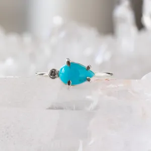The Asymmetrical Turquoise   Diamond Ring | Yellow Rose or Sterling Silver