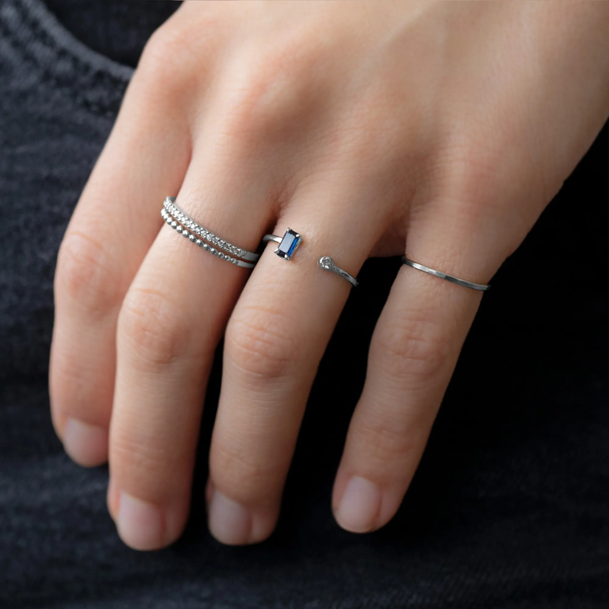 The Open Cuff Sapphire   Diamond Ring | Yellow, Rose or White Gold