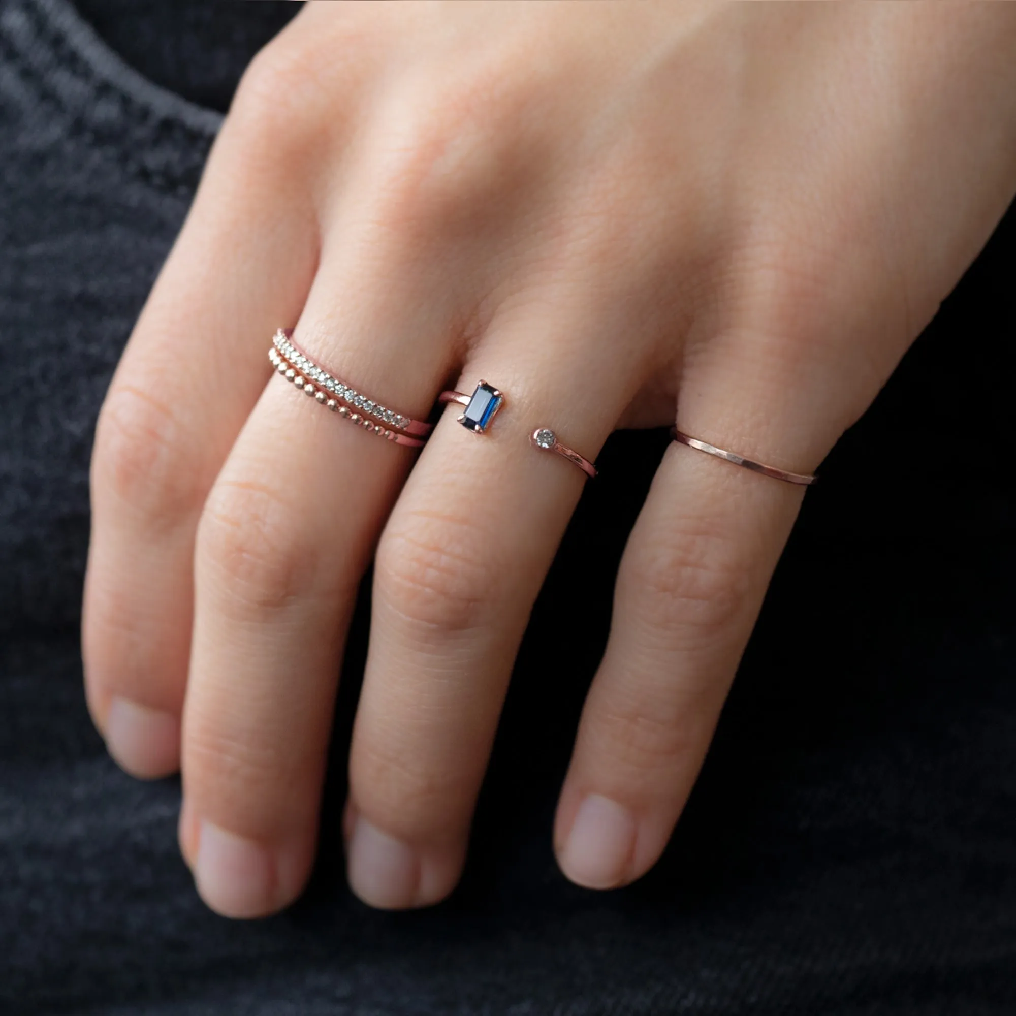 The Open Cuff Sapphire   Diamond Ring | Yellow, Rose or White Gold