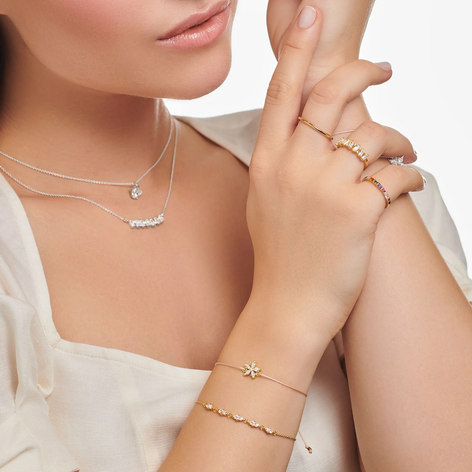 Thomas Sabo Charm Club Yellow Gold Plated Colourful Stones Ring D
