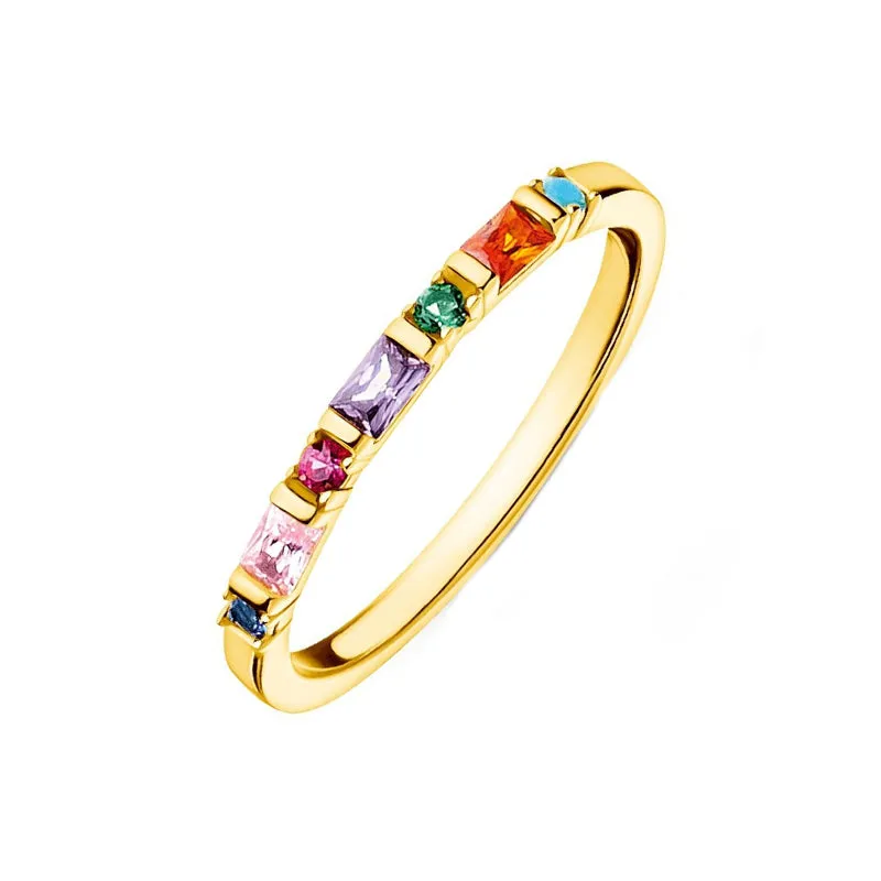 Thomas Sabo Charm Club Yellow Gold Plated Colourful Stones Ring D