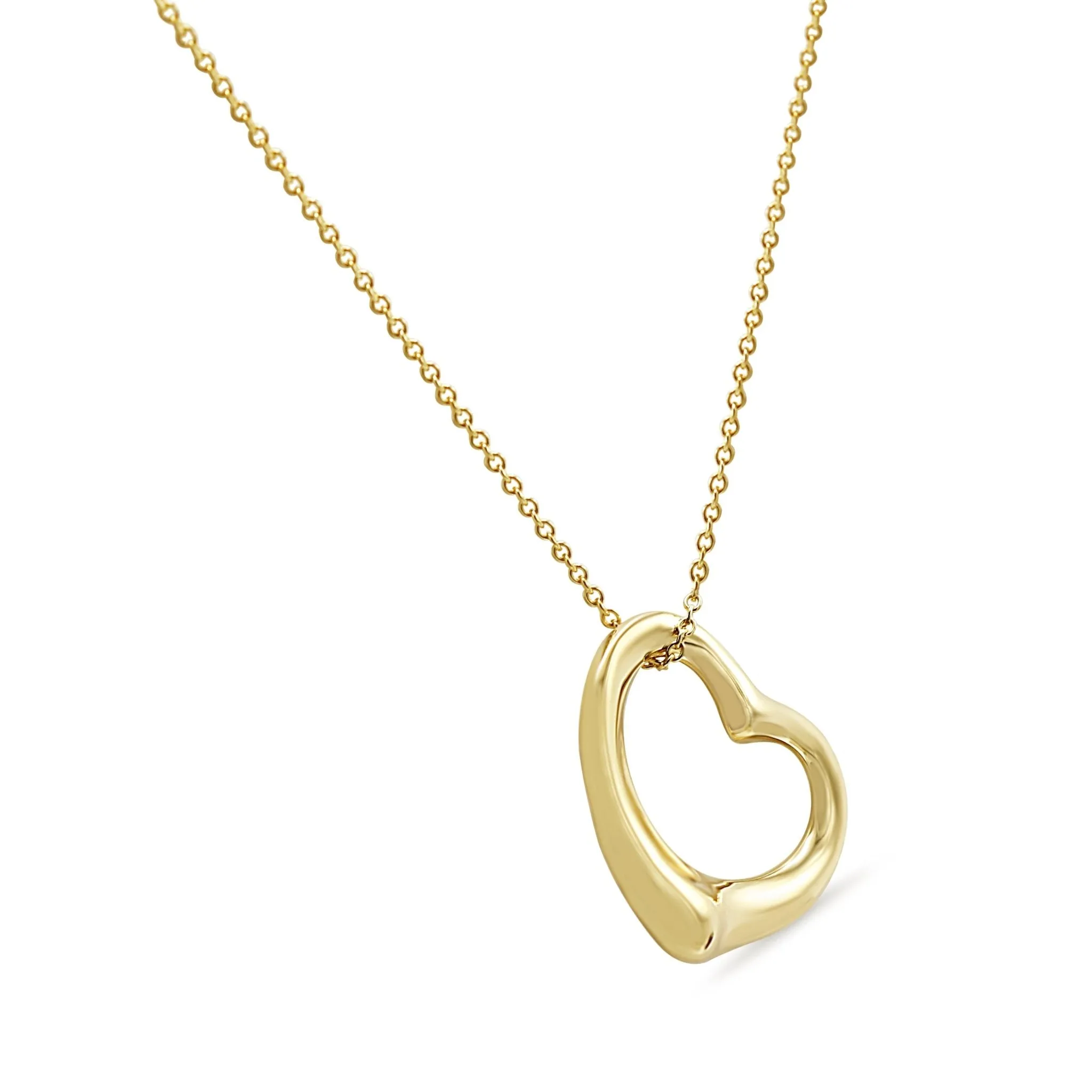 Tiffany & Co. 18ct Open Heart Pendant On Necklace by Elsa Peretti