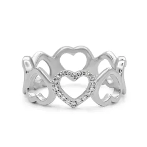 Tiffany & Co Diamond Open Loving Heart Ring - 18ct White Gold