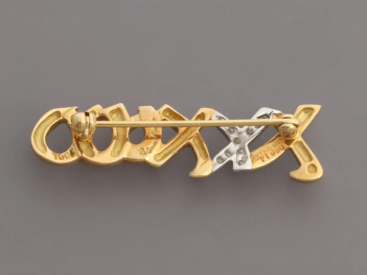 Tiffany & Co. Vintage Paloma Picasso Two-Tone Diamond Hugs and Kisses Pin