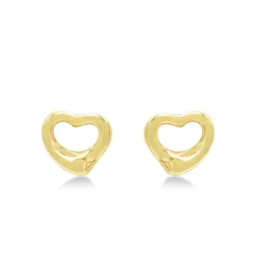 Tiffany Elsa Peretti Open Heart Stud Earrings 11mm - 18ct Yellow Gold