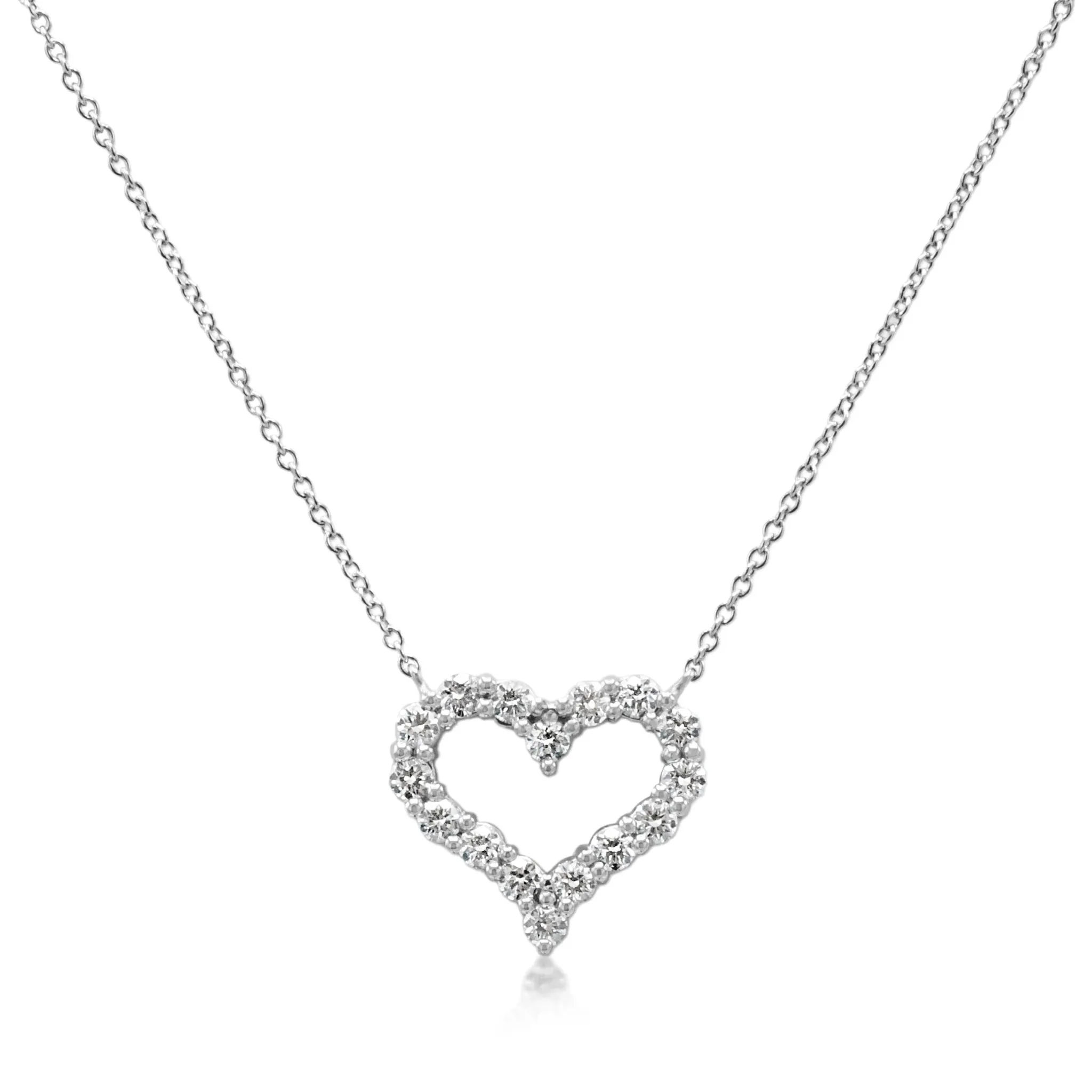Tiffany Hearts Diamond Platinum Pendant Necklace - Small