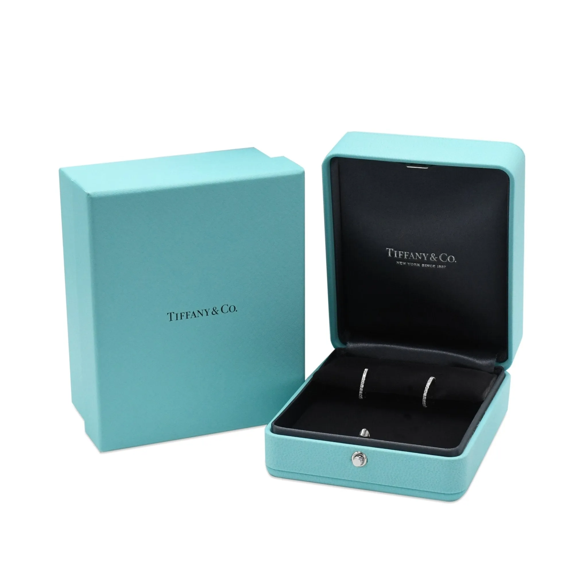 Tiffany Metro Diamond Hoop Earrings, Small - 18ct White Gold