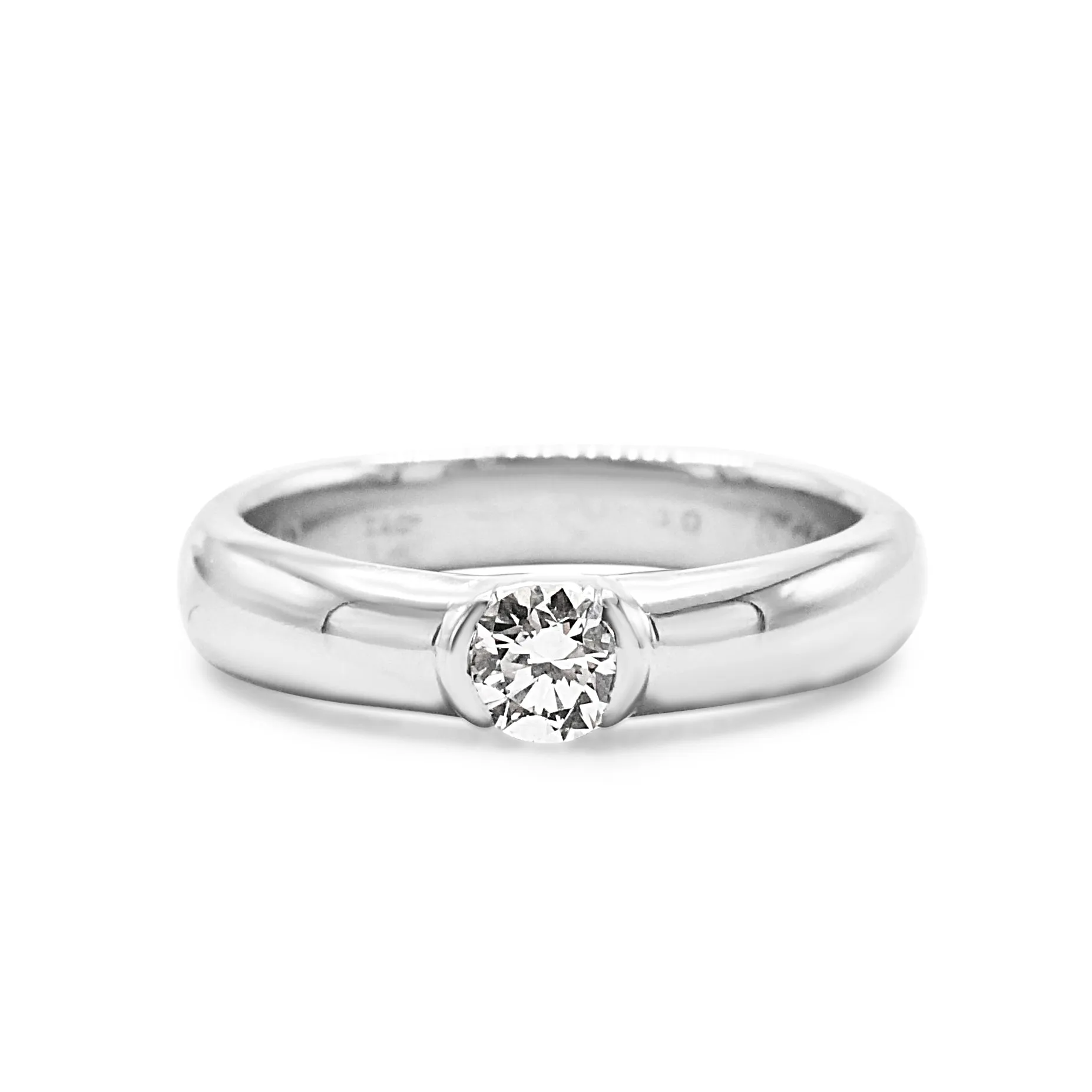 Tiffany Solitaire Brilliant Cut Diamond 3.5mm Band Ring