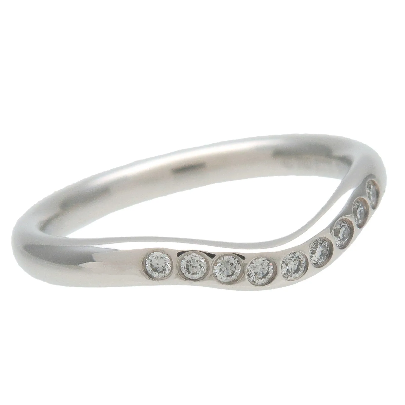 Tiffany&Co. Carved Band Ring 9P Diamonds PT950 EU46.5 US3.5-4 HK8 Used