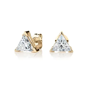 Trilliant stud earrings with 2.2 carats* of diamond simulants in 10 carat yellow gold