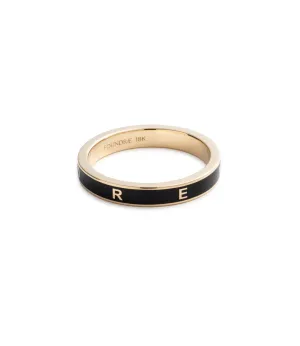 True Love Custom Thin Band : in Yellow Gold with Black Ceramic