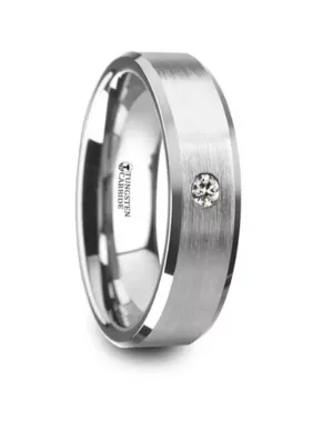 Tungsten Carbide 'Porter?? 8mm Brushed Diamond Wedding Band