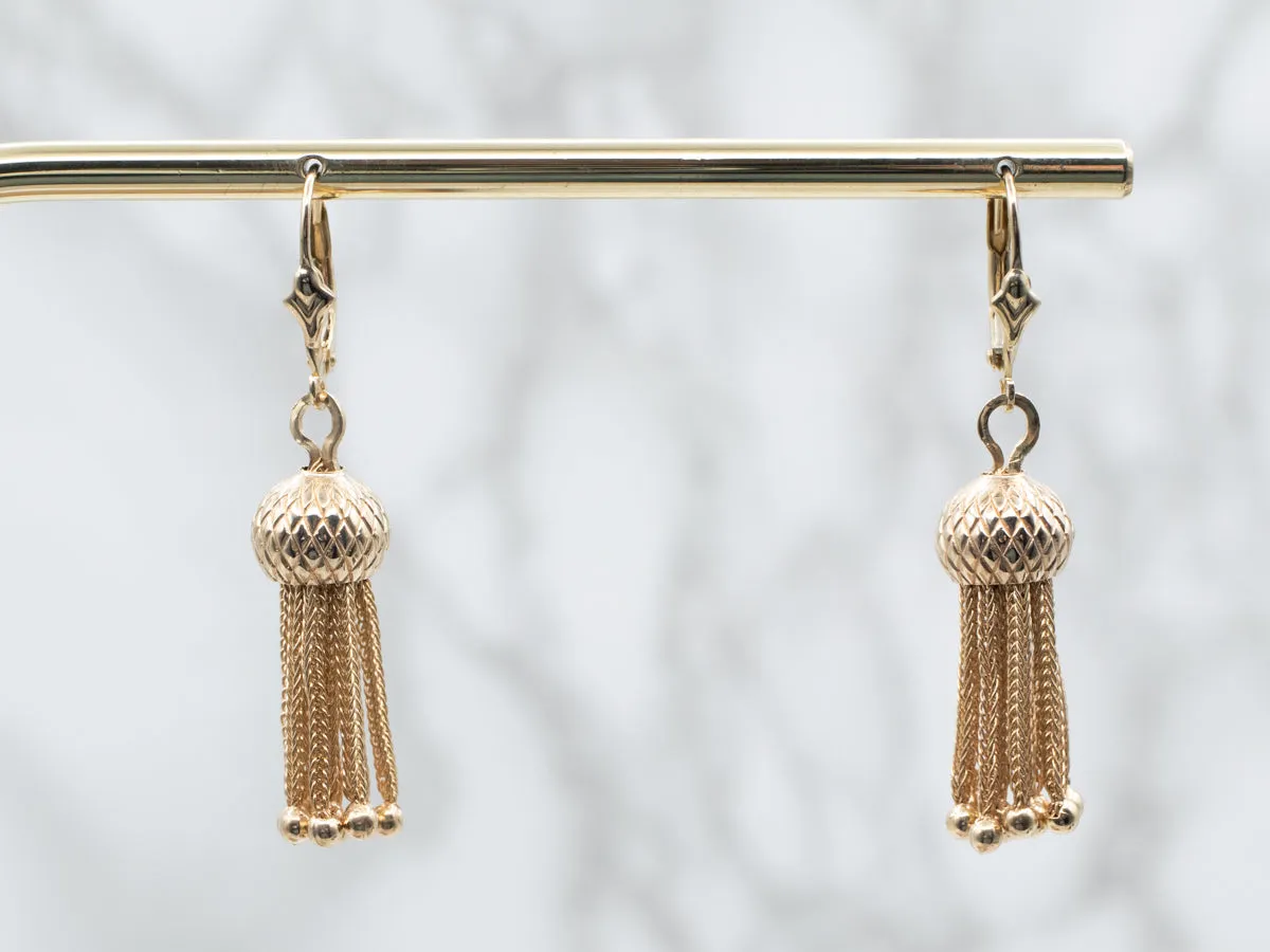 Victorian Revival Gold Tassel Drop Earrings