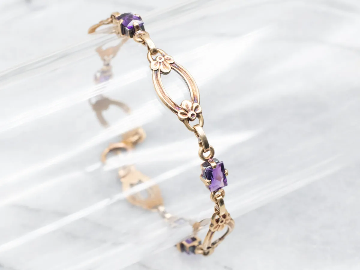 Vintage Amethyst Floral Bracelet